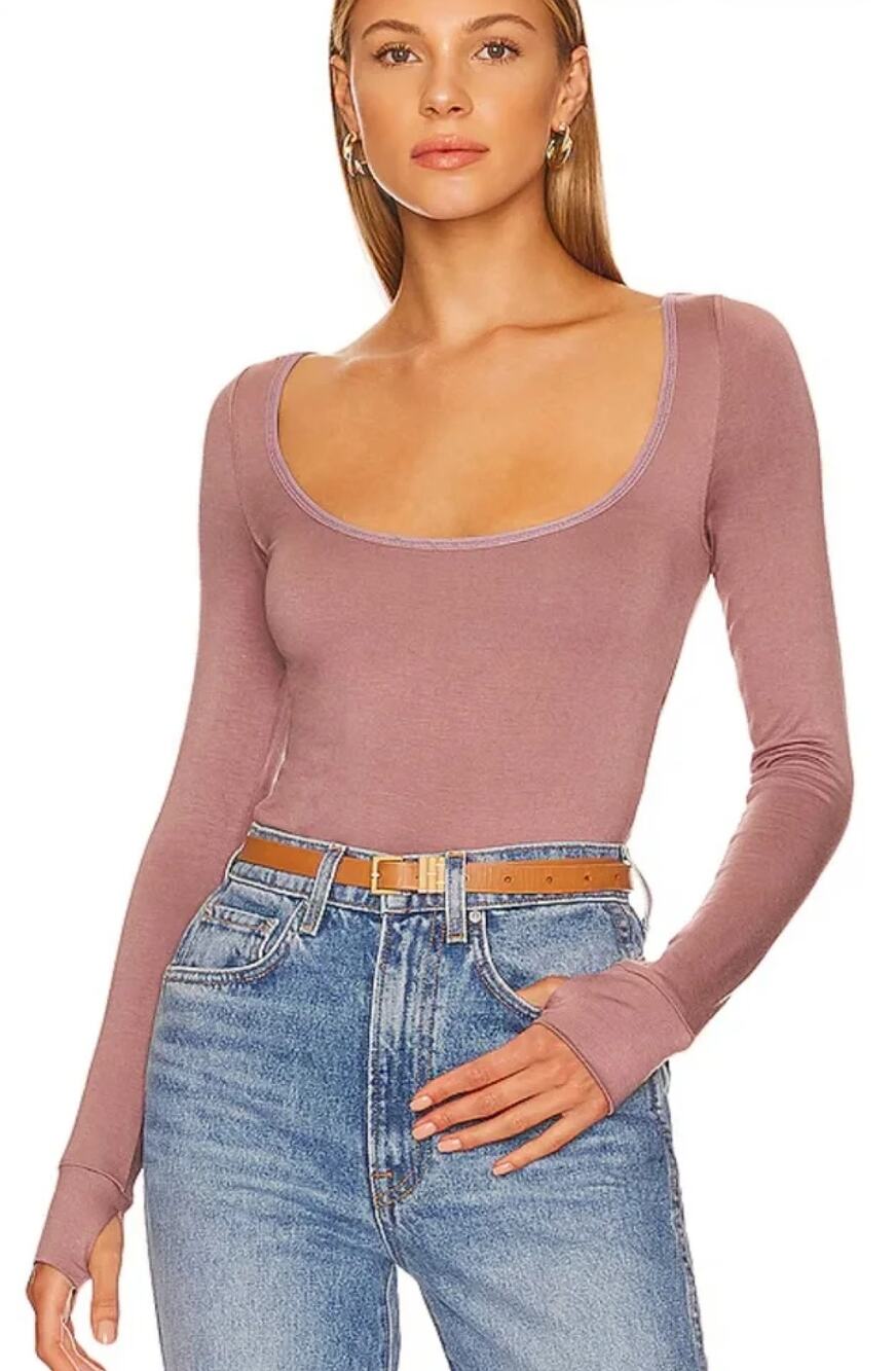 Free People Intimately Sugar Maple Bodysuit Medium Long Sleeve